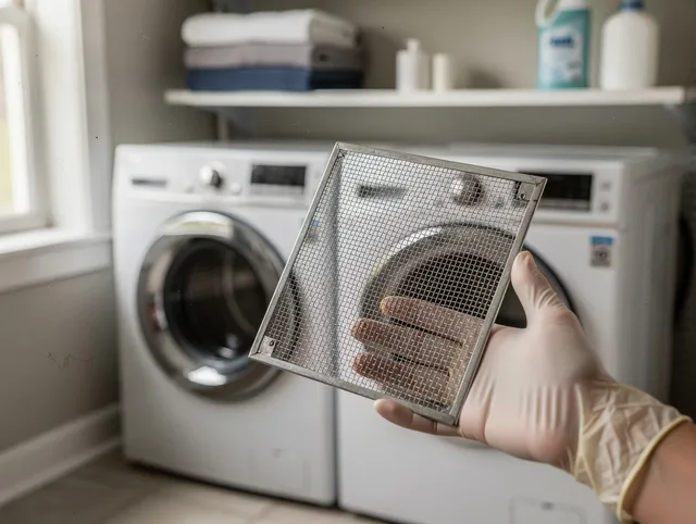 Vernon Dryer Vent Cleaning specialist performing detailed lint trap cleaning service in Vernon